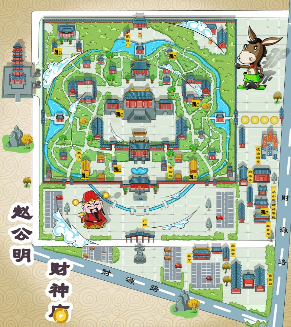 南京寺庙类手绘地图